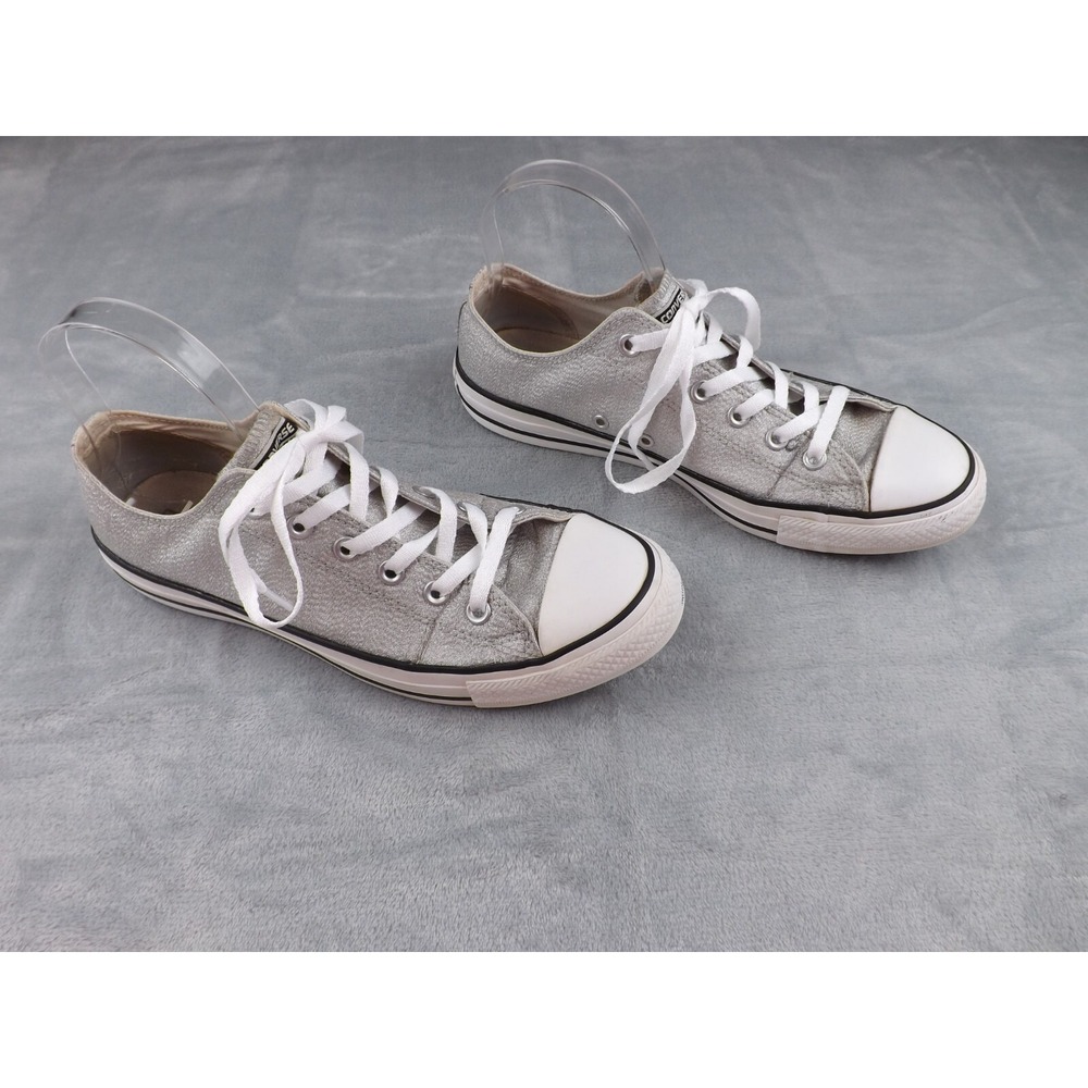 Converse All Star Sneakers Men's Size 8 Women's Size 10‎ Silver Glitter Casual